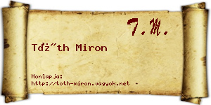 Tóth Miron névjegykártya